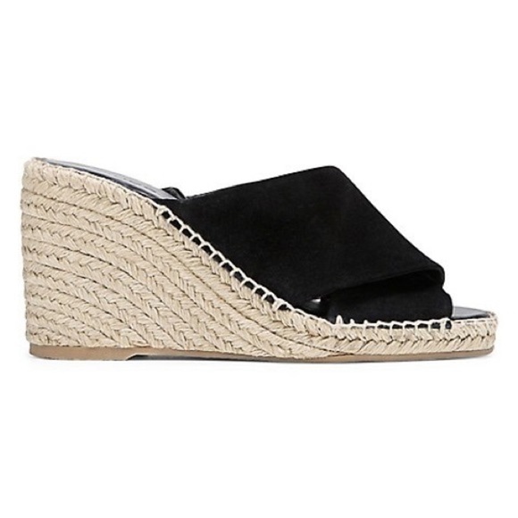 Vince Gaelan Square Toe  Crisscross Espadrille Wedge Sandals - Picture 2 of 9